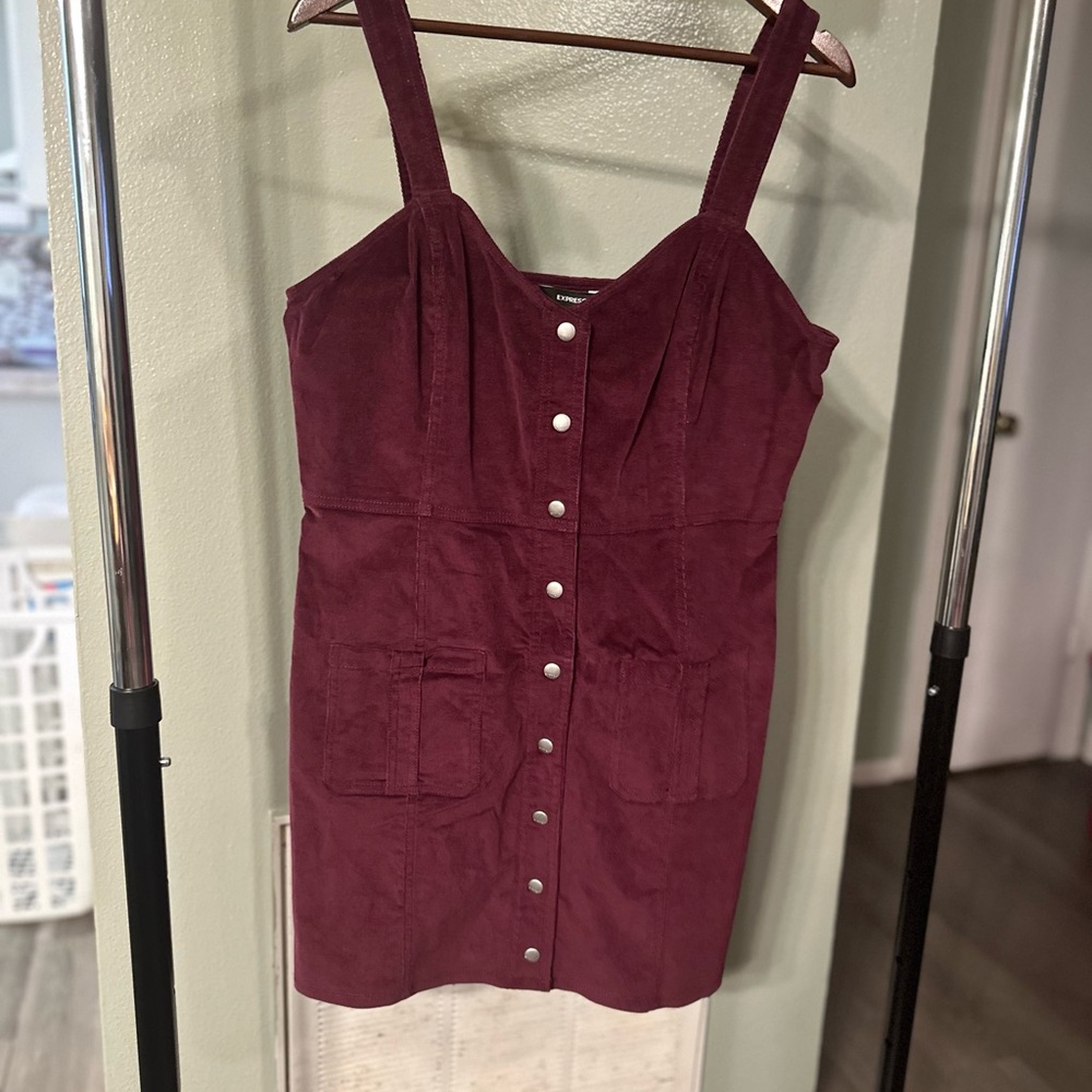 Express Deep Burgundy Corduroy Dress